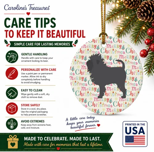 Vista 7 de Caroline's Treasures Affenpinscher - Adorno de cerámica con texto en inglés "Merry Christmas", multicolor para colgar en el árbol de Navidad