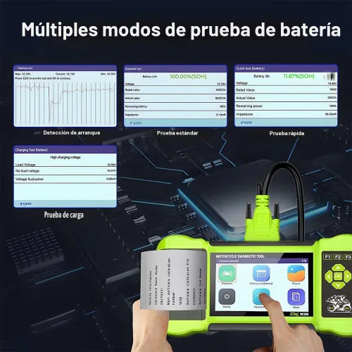 Vista 5 de Herramienta de diagnóstico de función de escáner de motocicleta totalmente accesorio, lector de código OBD2, prueba de ABS, prueba de batería