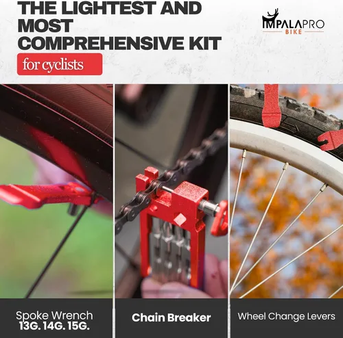 Vista 4 de Kit de herramientas para bicicleta portátil 20 en 1, compacto y ligero (4.14 oz) cromo-vanadio (CRV) - Multiherramienta para bicicleta
