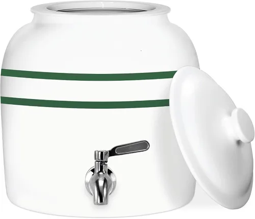 Vista 6 de Geo Sports Bottles Geo Sports - Dispensador de agua de cerámica de porcelana, grifo de acero inoxidable, válvula y tapa incluidas. Se adapta a Rayas