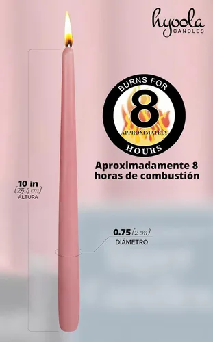 Vista 4 de Hyoola Paquete de 12 velas altas cónicas – 10 pulgadas, sin goteo, sin perfume, cera de parafina con mechas de algodón, 8 horas de tiempo