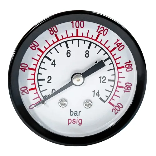 Vista 6 de Beduan Medidor de presión de aire para compresor de aire 2 "Dial central de montaje trasero, 1/4" NPT, 0-100 Psi