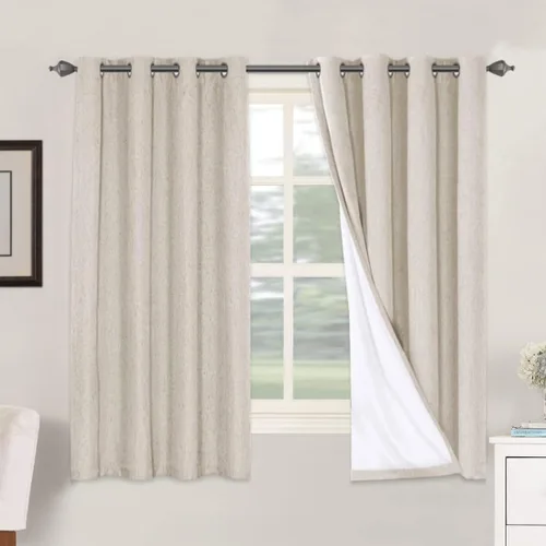 Vista 46 de H.VERSAILTEX Cortinas 100% opacas con aislamiento térmico, texturizadas, de lino, con bloqueo completo de calor y luz, para sala de estar y Negro