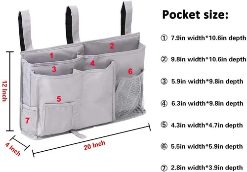 Vista 6 de Organizador para literas - Organizador de almacenamiento para cabecera con bolsillo, organizador colgante para campamento, dormitorio, habitación