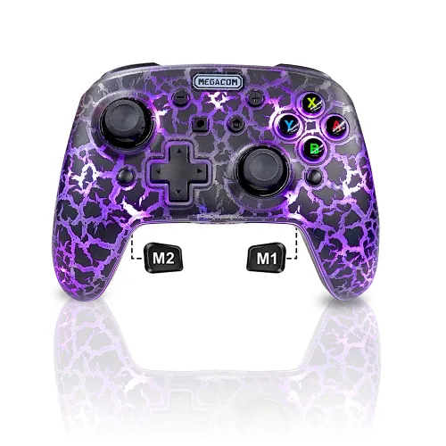 Vista 9 de Megacom Wireless Controller Remappable Controller for SwitchPCMobileAndroidiOSSteam Bluetooth Gaming Controller with 2 Remap Keys, Rechargeable