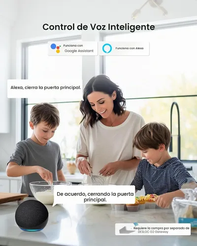 Vista 8 de DESLOC Cerradura de puerta inteligente de huella dactilar B200, cerrojo de Negro