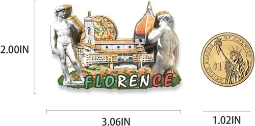 Vista 3 de Italia Florencia imán de nevera de madera 3D hitos de viaje coleccionables recuerdos decoración hecha a mano