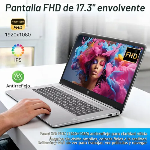 Vista 3 de HP Computadora portátil empresarial de 17 t, pantalla antirreflejos FHD de 17.3 pulgadas, Intel 10-Core i5-1334U, 16 GB de RAM + 512 GB SSD, teclado