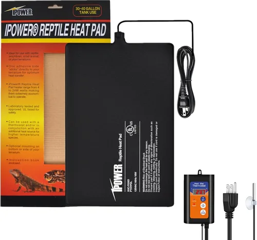 Vista 12 de iPower Almohadilla de Calor para Reptiles de 6 x 8 Pulgadas, 8 W, Calentador de Terrario Debajo del Tanque, Alfombrilla Calefactora para Tortuga