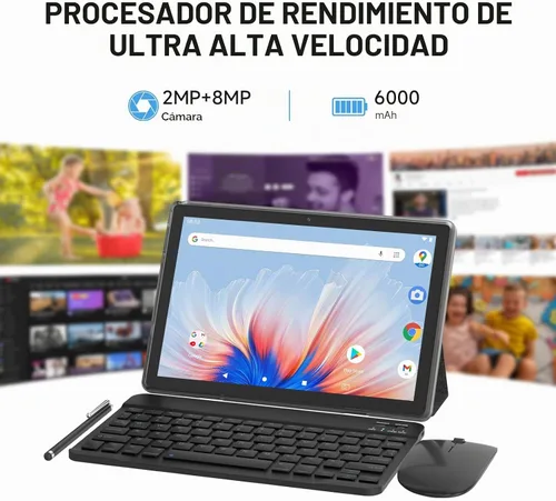 Vista 3 de HOTTABLET Tablet Android 15 de 10", 12(4+8Expand) GB RAM+64GB ROM, cámara dual de 2+8 MP, batería de 6000 mAh