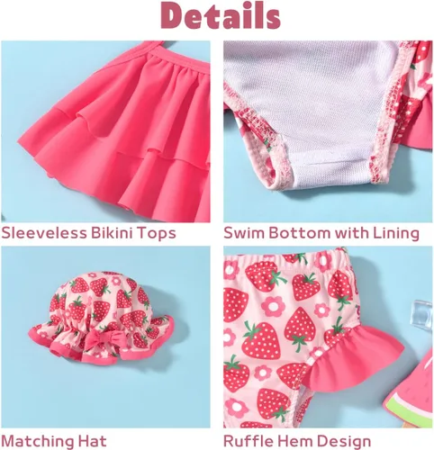 Vista 2 de Aalizzwell Traje de baño para niñas pequeñas con sombrero