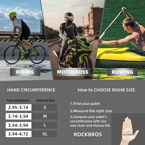 Vista 6 de ROCKBROS Guantes de ciclismo guantes de ciclismo para hombres y mujeres guantes de bicicleta de carretera MTB de medio dedo almohadilla de gel
