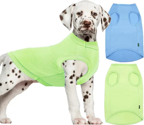 Vista 11 de Camisas Lisas para Perros, Ropa Sólida para Perros, Camiseta Ligera Elástica, Sin Mangas Blanca para Cachorros Chihuahua Gatos Disfraces Pequeños