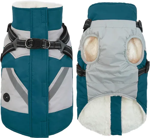 Vista 17 de IECOii Abrigos para perros pequeños, arnés de invierno con cremallera, color verde, talla XS, cálido abrigo de invierno para perros pequeños
