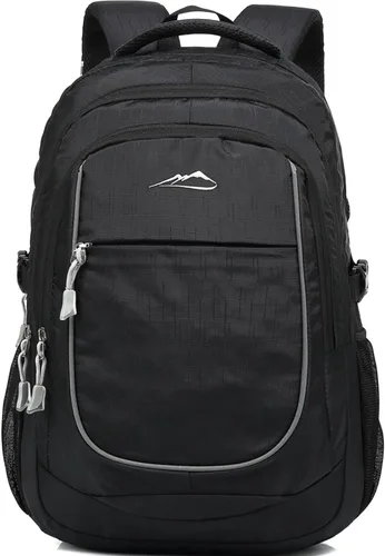 Vista 9 de ProEtrade Mochila para universidad, viajes, negocios, senderismo, apta para laptop de hasta 15.6 pulgadas, Negro, 15,6 pulg., Mochilas Daypack
