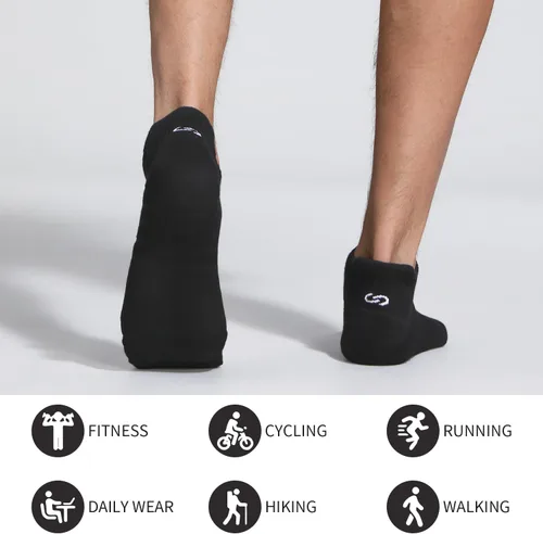 Vista 7 de Lapulas Calcetines deportivos para correr, de corte bajo, acolchados antiampollas, calcetines deportivos para hombres y mujeres, 6 pares
