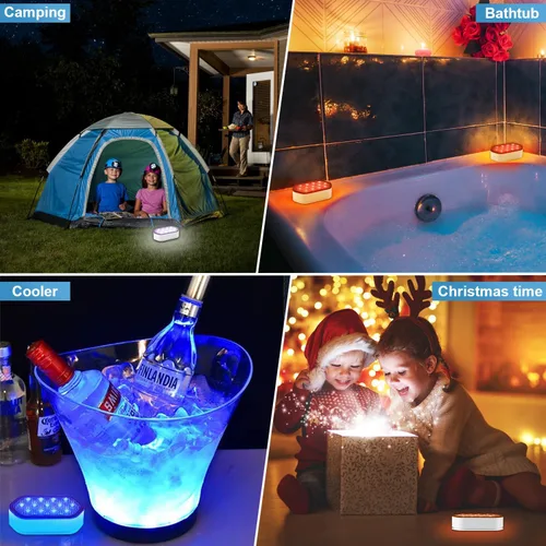 Vista 8 de QOLNBY - Luces de piscina con control remoto, batería de 2600mAh, impermeables IP68 de 16 colores para bañera de hidromasaje y piscina enterrada - 1