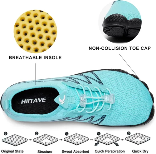 Vista 6 de HIITAVE - Zapatos de agua minimalistas para mujer, de secado rápido, para hacer natación, bucear, surfear, hacer deportes acuáticos, ir a