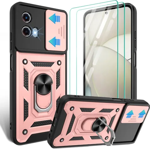 Vista 66 de Gritup Funda para Moto G Stylus 5G-2021 con cubierta deslizante para cámara 1 paquete de protectores de pantalla HD Soporte de metal giratorio