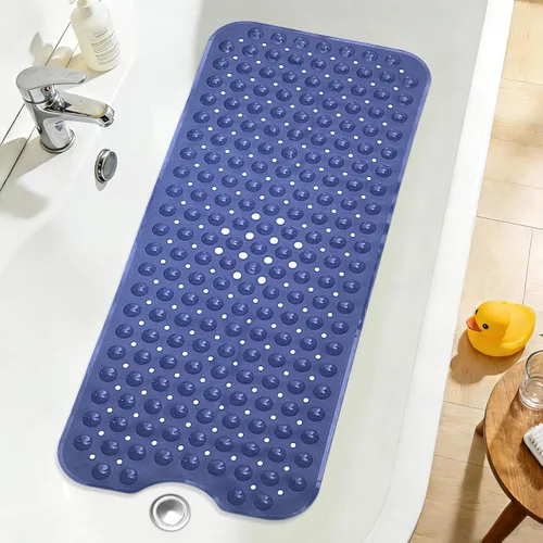 Vista 29 de Tapete de ducha negro antideslizante de 17 x 30 pulgadas, tamaño estándar, tapete de baño de burbujas suaves para ducha interior, tapete de baño