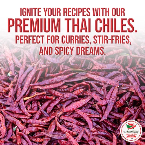 Vista 4 de Auténticos chiles rojos tailandeses, bolsa de 1 libra, chiles enteros rojos picantes, secos frescos para cocinar alimentos tradicionales asiáticos