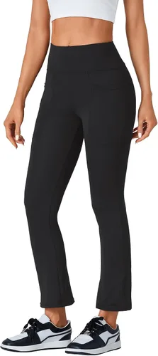 Vista 3 de Vrtige Pantalones de yoga para mujer con bolsillos, cintura alta, pantalones de yoga con control de abdomen, pantalones de entrenamiento