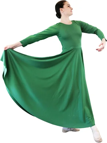 Vista 11 de Danzcue Vestido de Baile para Mujeres de Alabanza, Largo, Manga Larga, Corte Holgado Azul aguamarina