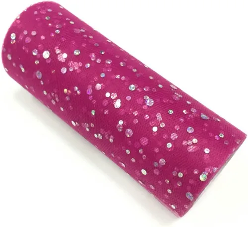 Vista 43 de Rollo de tul con lentejuelas con purpurina, decoración de boda, suministros de organza para fiestas de cumpleaños, carrete de tela, vestido tutú