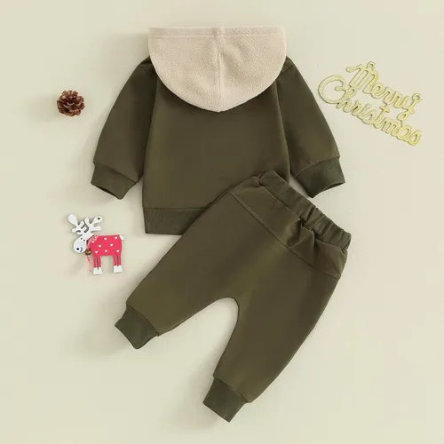 Vista 6 de Hoanselay Conjunto de sudadera de manga larga con capucha y pantalones de otoño e invierno para bebé niño