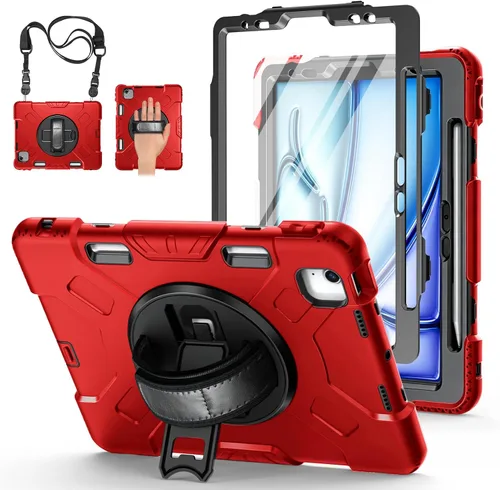Vista 11 de Funda para iPad de 9ª/8ª/7ª generación de 10,2", color negro Shockproof Protective Silicone Cover with Rotatable Stand-Screen Protector-Handle