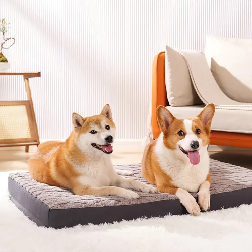 Vista 9 de Cama ortopédica para perros, impermeable y lavable a máquina, cama de felpa para mascotas con parte inferior antideslizante, colchón de espuma