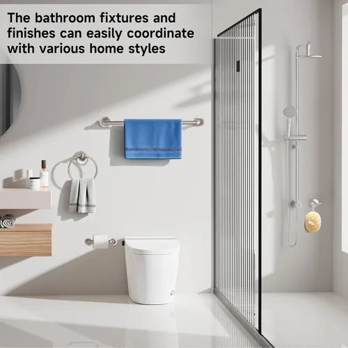 Vista 6 de Formosa Design Hardware - Juego de accesorios de baño (níquel cepillado)