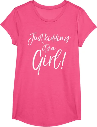 Vista 16 de Camiseta divertida de revelación de género Blue Trick Just Kidding It's a Girl!, Azul / Patchwork, S Azul Pastel