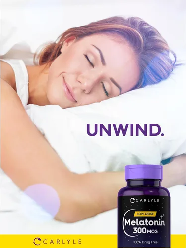 Vista 6 de Carlyle Melatonina 300 mcg 365 Tabletas Dosis baja Vegetariana, sin OMG, sin gluten