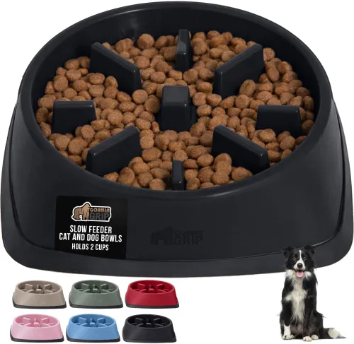 Vista 18 de GORILLA GRIP® Cuencos patentados de alimentación lenta sin BPA, juguete interactivo para perros y gatos, enriquecimiento de entrenamiento Beige