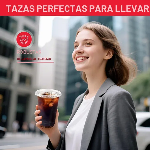 Vista 7 de Vasos de plástico con tapas de 16 onzas, paquete de 100 tazas de café helado desechables transparentes con tapas para sorber sin pajilla, taza