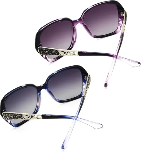 Vista 3 de LECKIRUT - Lentes de sol de gran tamaño para mujer, lentes de sol clásicos y a la moda con protección UV polarizada