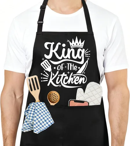 Vista 28 de Divertido delantal de cocina para mujeres y hombres, delantal de cocina para hornear con 2 bolsillos, lindo regalo de cumpleaños, Navidad, día