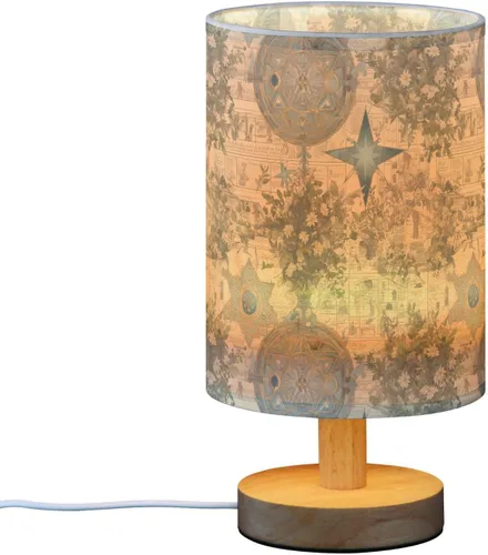 Vista 2 de Retro Old Books Pattern Stars Green Leaves Kids Table Lamp Night Lights for Adults for Farm Table Lamps for Kids Unique juego de lamparas de mesa