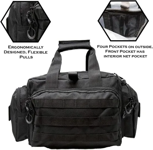 Vista 5 de Exos Tactical Range Bag - Medium Size Range Bag for Shooting - Gun Case for Handguns, Ammo Storage, Tactical Backpack, Molle Webbing, Free Subdued