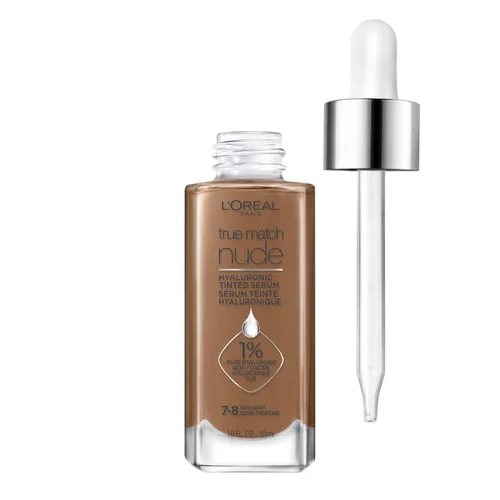 Vista 10 de L'Oreal Paris True Match Nude Hyaluronic Tinted Serum Foundation con 1% de ácido hialurónico, Cool Deep 7.5-8.5, 1 onza líquida