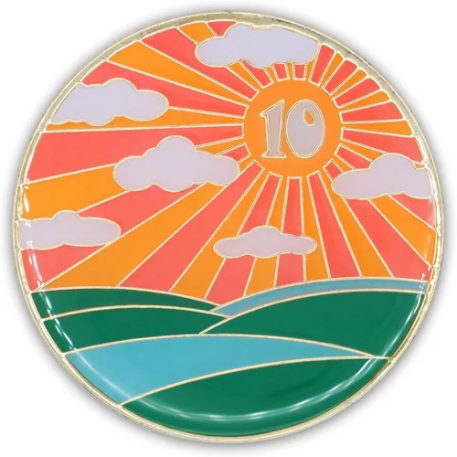 Vista 3 de Chip de sobriedad de 10 años, símbolo de afirmación de regalo de recuperación de monedas AA Sunlight of The Spirit Medallón chapado en oro que
