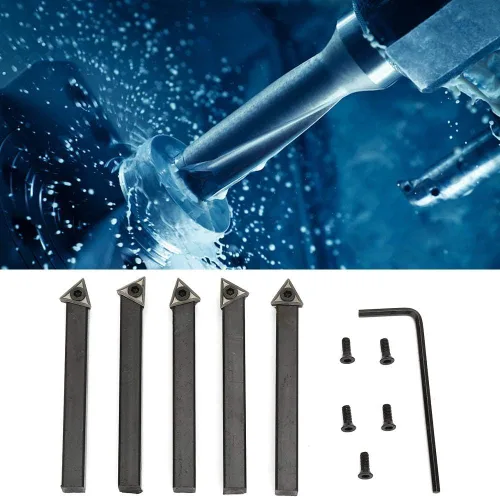 Vista 4 de Juego de 5 piezas de insertos de carburo indexables de 1/4 pulgadas, broca de herramientas de torno de carburo, broca de inserción de herramientas