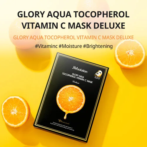 Vista 2 de JMsolution Glory Aqua Tocoferol Vitamina C Máscara (10 hojas) Máscara coreana iluminadora y antioxidante con vitamina E y ácido hialurónico