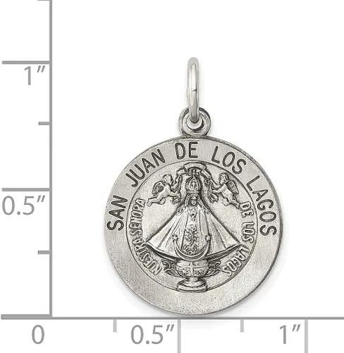 Vista 4 de ICE CARATS Dije de plata de ley 925 con medalla de San Juan Los Lagos, joyería fina religiosa de lo lago, joyería fina para mujer, regalos para ella