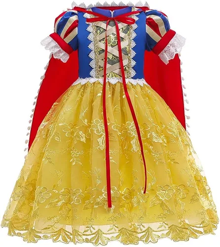 Vista 8 de HIHCBF Disfraz de princesa blanca como la nieve para niñas, cumpleaños, Navidad, Halloween, carnaval (con accesorios)