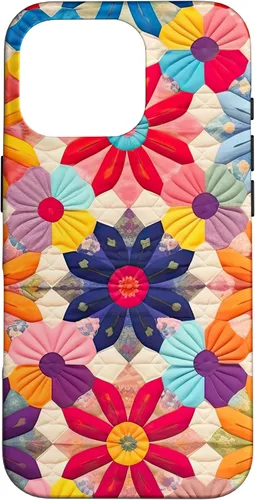 Vista 20 de Quilting Flower Blooms Quilt Pattern Case for iPhone 17
