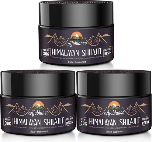 Vista 8 de Ajoblanco 600mg Resina de Shilajit Orgánico Natural del Himalaya - Resina de Shilajit de Oro del Himalaya con Mezcla Ayurvédica Orgánica de Alta