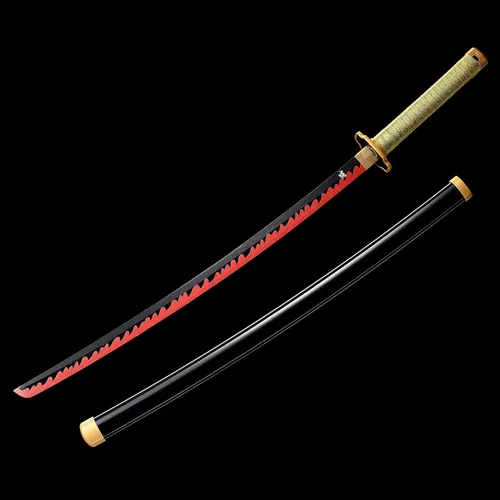 Vista 9 de ziqing Espada samurái de anime hecha a mano, espada Agatsuma Zenitsu, espada Kamado Tanjirou, espada Rengoku Kyoujurou de 41 pulgadas, varios