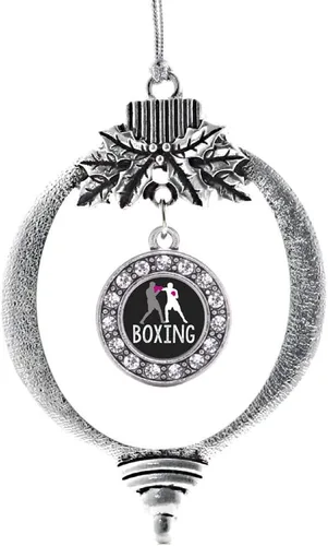 Vista 49 de Inspired Silver - Adorno con dije de cara de carlino - Adornos navideños de círculo de plata con joyas de circonita cúbica